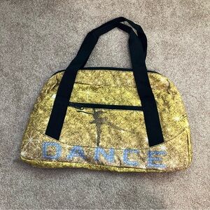 Girls Teen Kid “Glittery” Gold Dance Ballet Bag Duffle With Pocket New